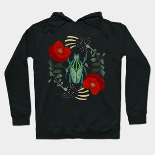 Cosmic Beetle and Two Poppies Hoodie